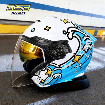 GSB摩托车头盔263星野遥同款男女半盔双镜片电动车安全四分之三盔
