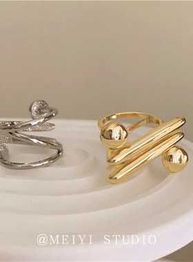 小众设计冷淡风简约金属夸张戒指高级感J时髦轻奢外贸爆款指环配