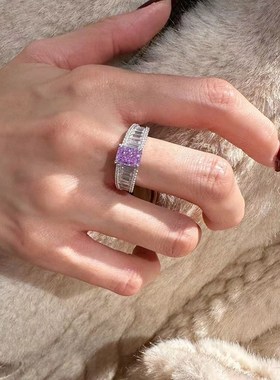 珠宝 2024新款S9s25银高碳钻祖薰衣草紫5*7mm雷迪恩切割戒指