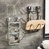 吸盘铁艺锅盖架壁挂菜板沥水架免打孔带接水盘厨房锅盖砧板置物架