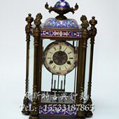 纯铜老式 发条 上弦台钟 景泰蓝 家居 古典机械 欧式 样板间钟 座钟