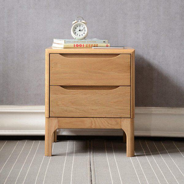 华谊家具北欧全实木床头柜橡木日式卧室床边柜原木柜子收纳储物柜