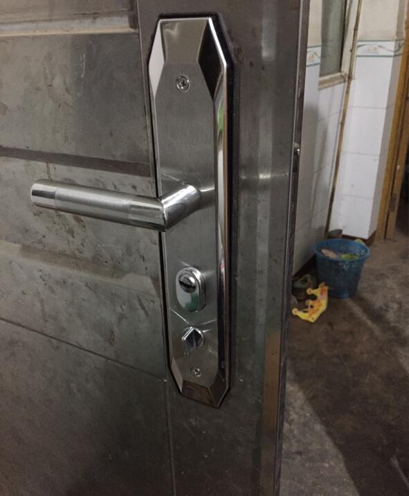 不锈钢大门锁防盗门套装把手铝合金门锁通用型拉手双开门子母门锁