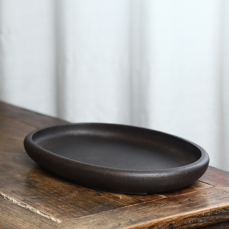 精品无孔紫砂花盆大号水底古铜泥菖蒲假山造景植物摆设古典桌面盘