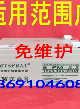 12V3.3AH消防蓄电池 6-FM-3.3电瓶广日日立电梯用电源12V3.2A电池
