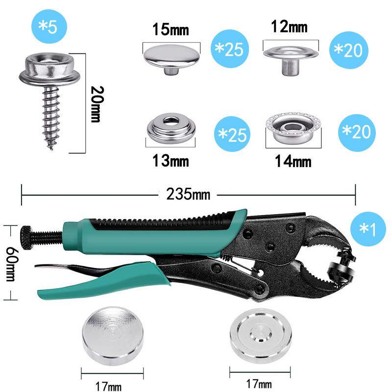 厂家批发 201大白扣15mm螺丝四合扣盒装+大力钳袋装  服装辅料