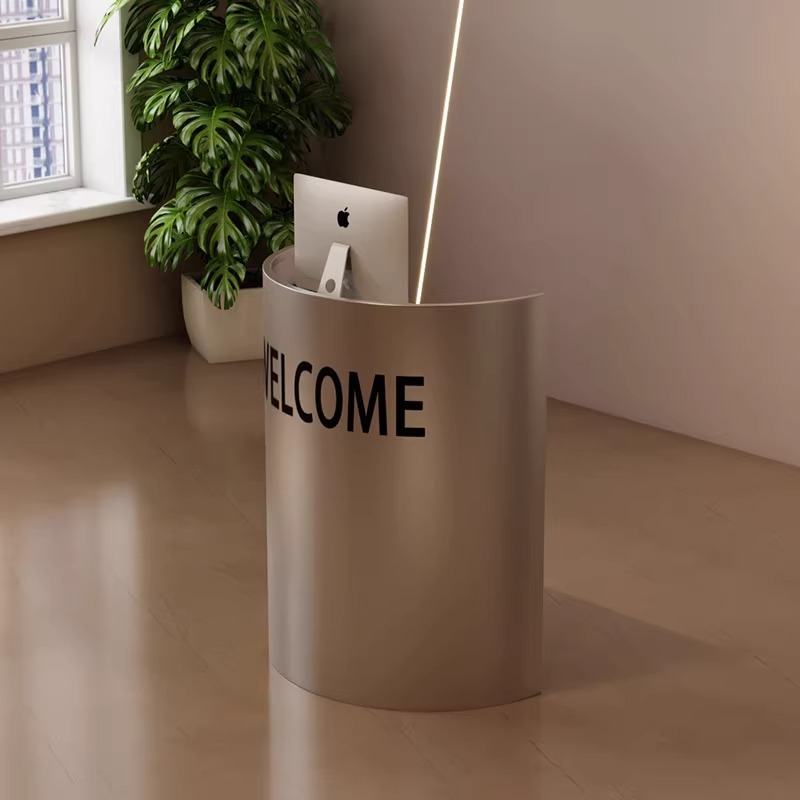 工业风接待台弧形小型收银台烤漆吧台健身房服装店简约现代迎宾台