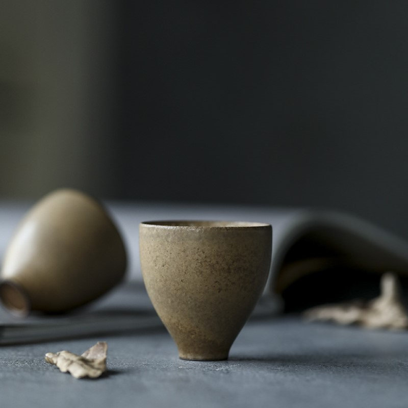 徐婉工作室 柴烧粉引手工自然落灰古朴日式陶泥小茶碗茶杯品茗杯