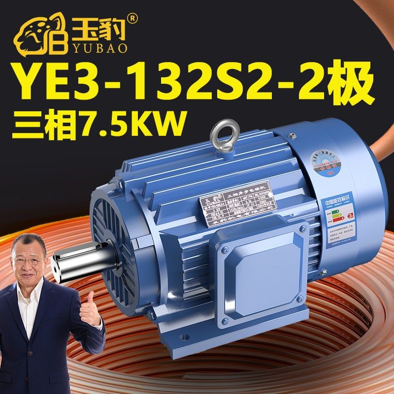 132S2-2极全新YE3系列三相异步电动机国标7.5KW电机380V三相全铜