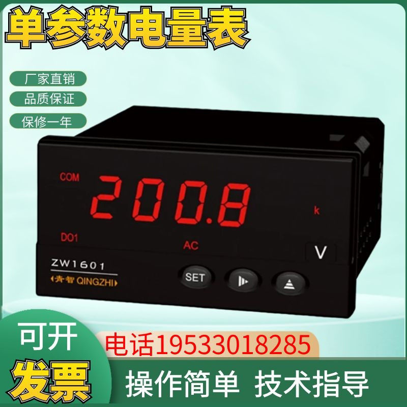 青智ZW1607有功电能(500V/15A)(单相) 0.5级单相单参数电量表现货
