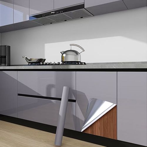 PET橱柜贴纸防水防潮防油铝箔改色专用厨房柜门柜子家具改色贴膜