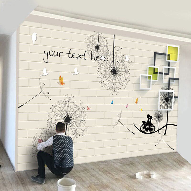 蒲公英电视机背景墙壁纸客厅影视墙纸现代简约3d立体墙布卧室壁画