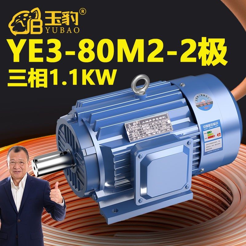 80M2-2极全新YE3系列三相异步电动机国标1.1KW电机380V三相全铜