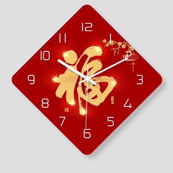 菱形钟表客厅挂钟2024新款简约现代创意挂墙新中式背景墙大气时钟,家居饰品,挂钟,淘宝优惠券,粉丝福利购,淘宝优惠卷