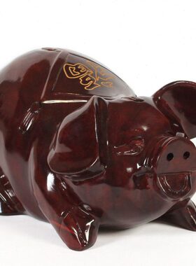 红木雕刻工艺品摆件福猪 实木质12十二生肖猪可爱猪客厅玄关摆设
