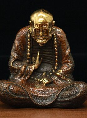 纯铜佛像摆件沉思禅意达摩祖师家居客厅佛堂镇宅供奉工艺品摆设