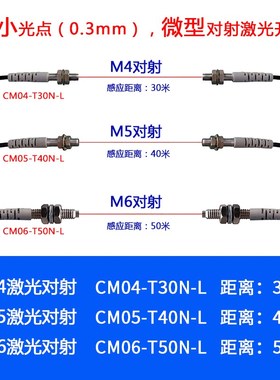 CM04-T30N-L  CM05-T40N-L CM06-T50N-L 激光对射传感器 M4 M5 M6