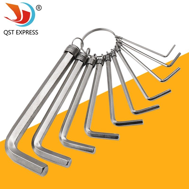 8pc内六角扳手套装多用途修理工具平头顶丝挂袋弹簧圈内六角扳手