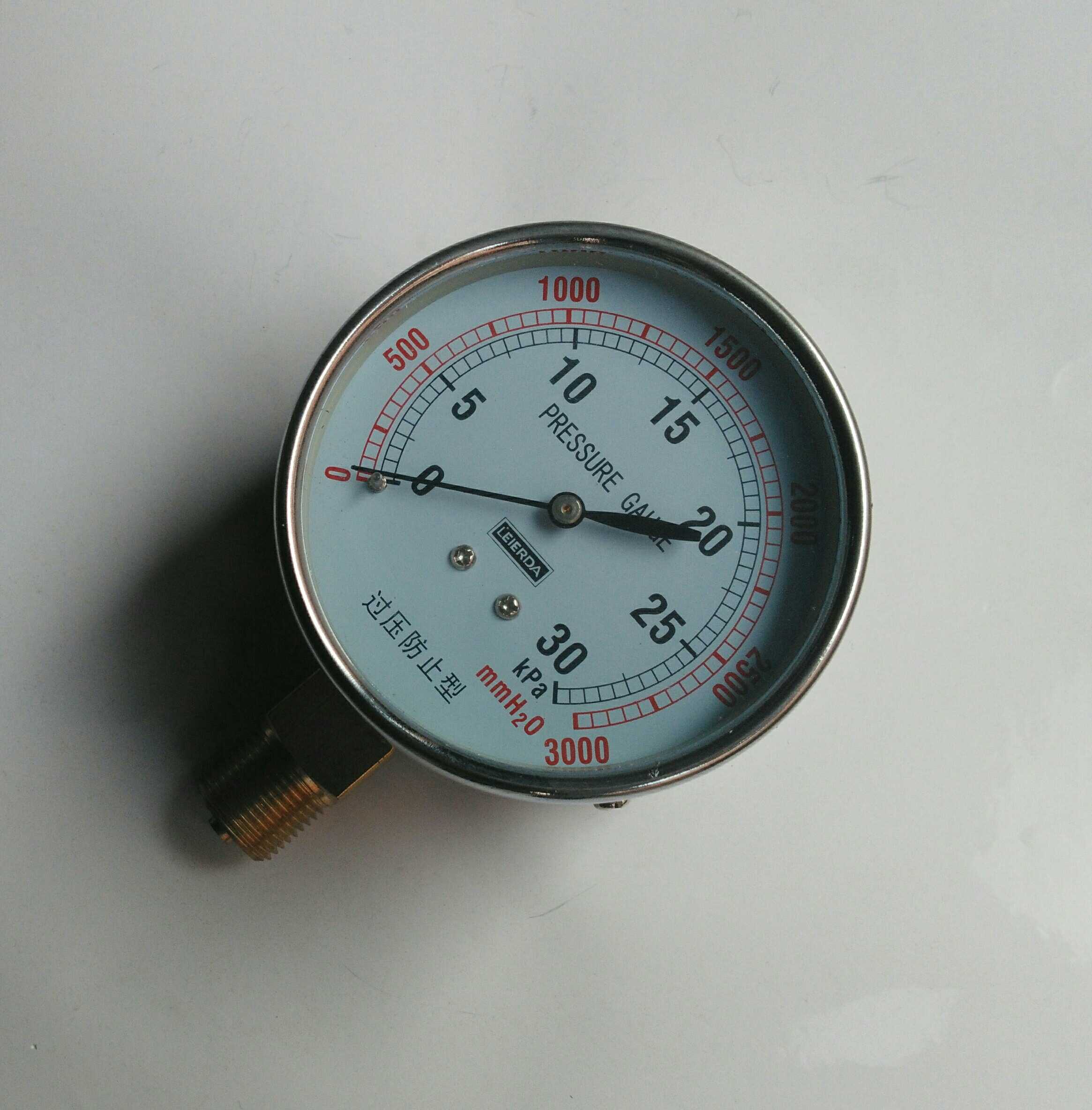 pressure gauge过压防止型压力表 直径75mm 压力30kpa 3000mmh2o