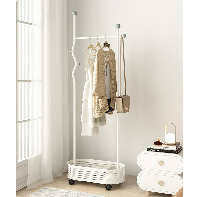 轻奢衣帽架落地铁艺简约现代奶油风进门玄关金属多功能卧室挂衣架