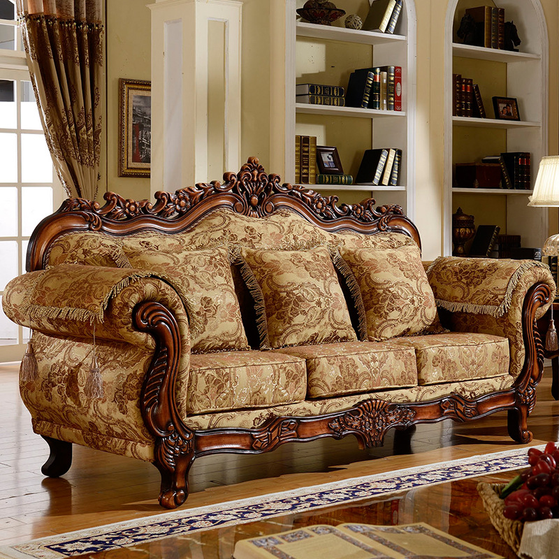 欧式沙发123组合客厅实木美式乡村高档布艺沙发大小户型豪华家具