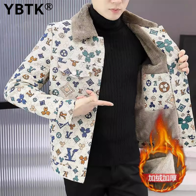 官方正品加绒夹克男翻领短款外套