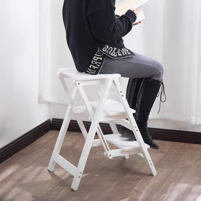 【一件代发】梯子家用折叠梯凳人字梯实木四步梯室内登高爬小梯子
