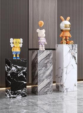 工艺品摆件台花架客展厅玄关酒店会所岩板装饰立柱大理石雕塑底座