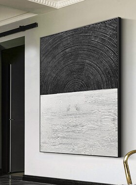 大尺寸抽象玄关落地画现代艺术黑白沙发背景墙挂画客厅走廊大幅画