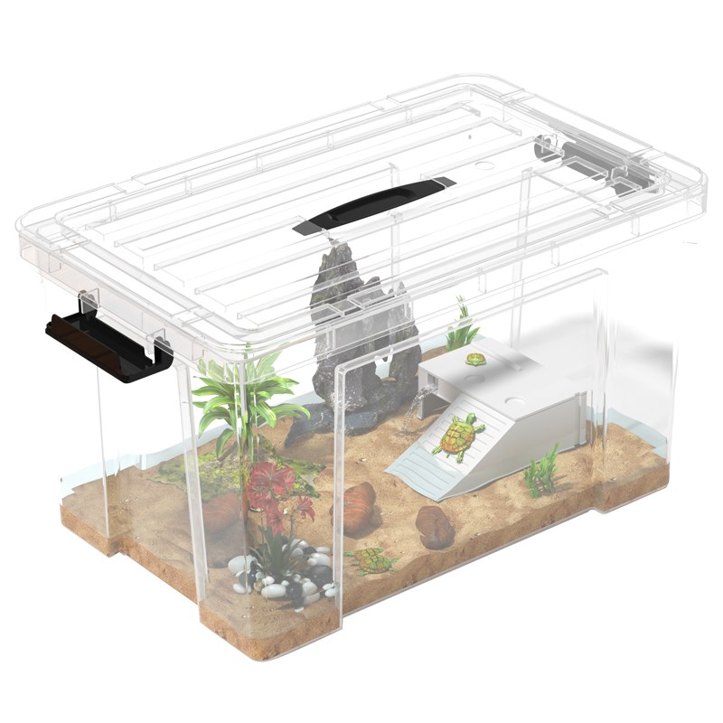 乌龟饲养缸生态造景带盖大型乌龟周转箱N透明巴西龟鳄龟缸鱼缸