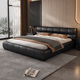 泡芙真皮床意式 极简主卧高端大气现代简约2米x2米2大床黑色双人床
