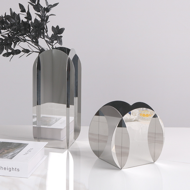 简约现代轻奢金属艺术花瓶摆件样板间售楼处客厅书房干插花器摆设