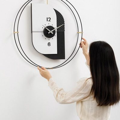 EMITDOOG免打孔北欧轻奢钟表挂钟客厅艺术大气创意极简时钟装饰墙