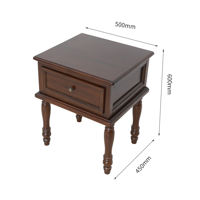 美式大容量一斗床头柜复古储物柜乡村实木茶几复古储物柜小桌子