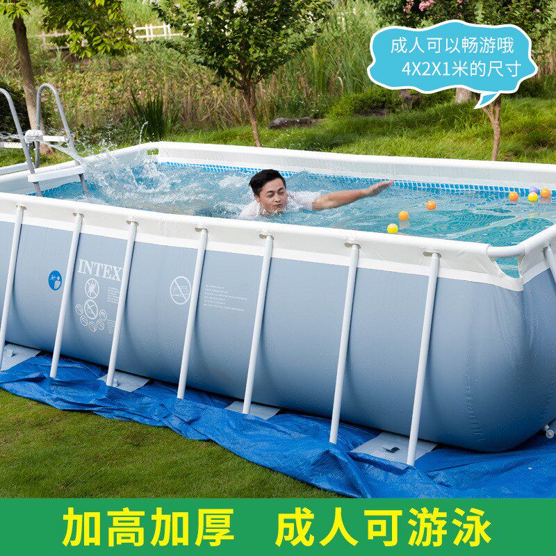 INTEX长方形管架水池儿童成人支架家庭游泳池戏水钓鱼养鱼池
