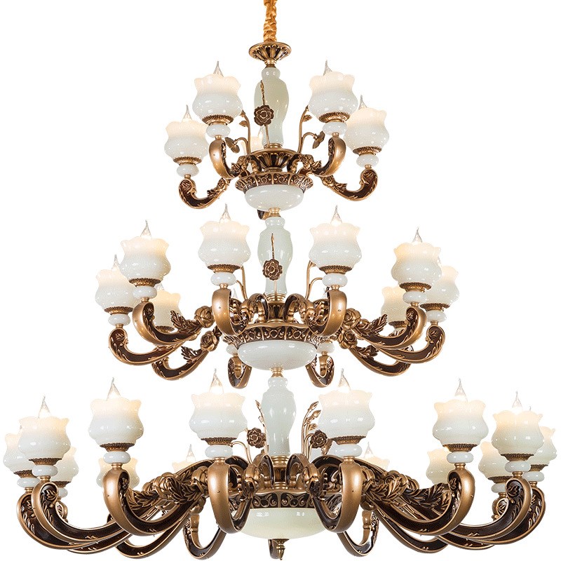 欧式奢华客厅灯吊灯简约大气别墅复式大吊灯楼梯过道锌合金长吊灯