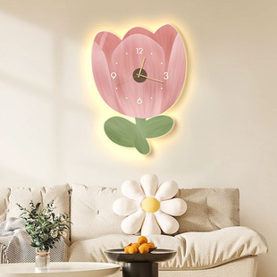 奶油风花朵创意摇摆挂钟静音时钟客厅卧室钟表高级感挂墙上免打孔