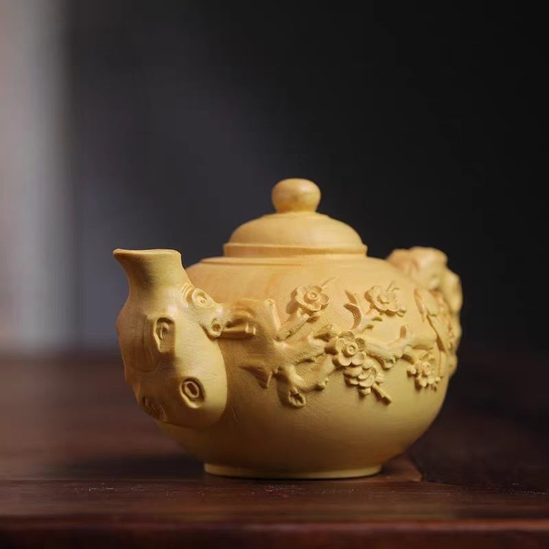 太行崖柏花鸟壶把把壶木雕手把件挂件喜上眉梢茶壶实木茶宠摆件,家居饰品,木雕,淘宝优惠券,粉丝福利购,淘宝优惠卷