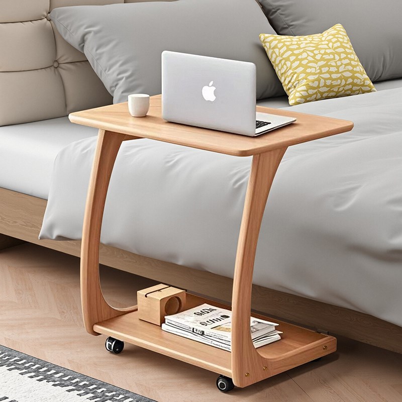 全实木沙发边几小边桌移动桌子带轮迷你茶几客厅小户型方角几茶台