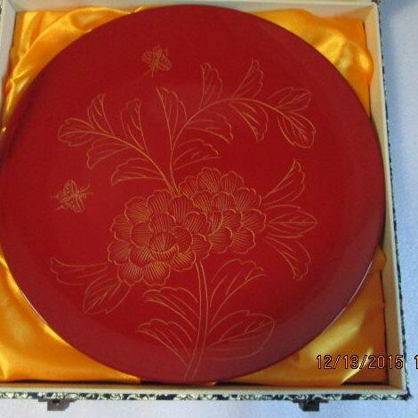 福州脱胎漆器*刻花盘300mm