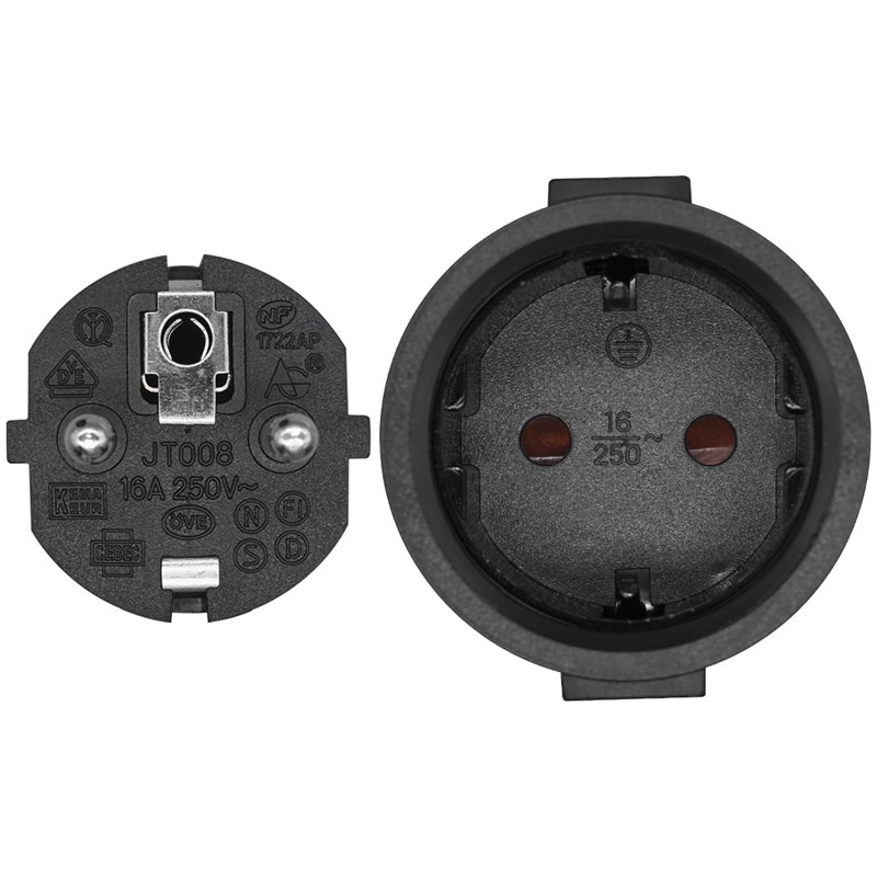 欧规德标公对母延长线带防水盖电源线EU4.I8MM插头转插座16A转换