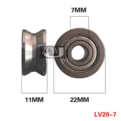 Z10 V槽导轨滚轮轴承 LV20/7ZZ V-22 LV2017 RV20/7-10 7*22*11