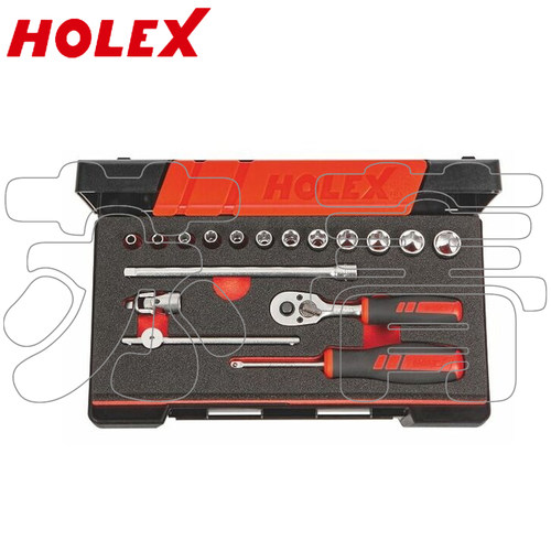 德国霍夫曼HOLEX 1/4英寸六角套筒扳手套装  四方头17件套 630168