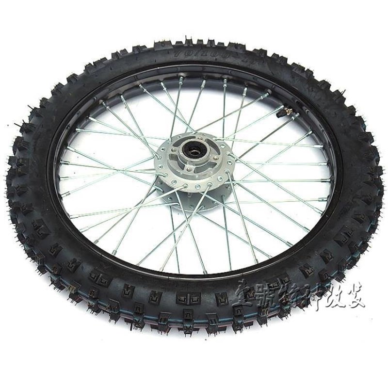 越野摩托车小高赛配件 70/100-17寸轮胎前轮毂钢圈总成