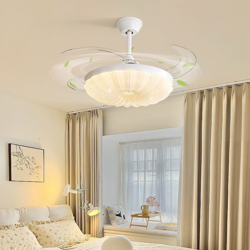 护眼南瓜风扇灯卧室静音节能云朵A吊扇灯客厅餐厅奶油风隐形电扇
