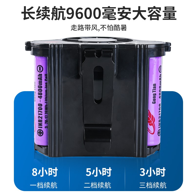 共田F128g挂腰挂脖随身便携式工地户外降温大风力充电芭蕉小风扇