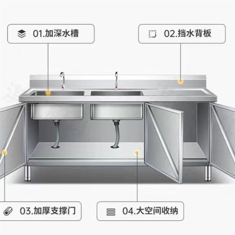 304水槽水池庭院柜式阳台室外洗手池不锈钢单槽柜式花园开门一体