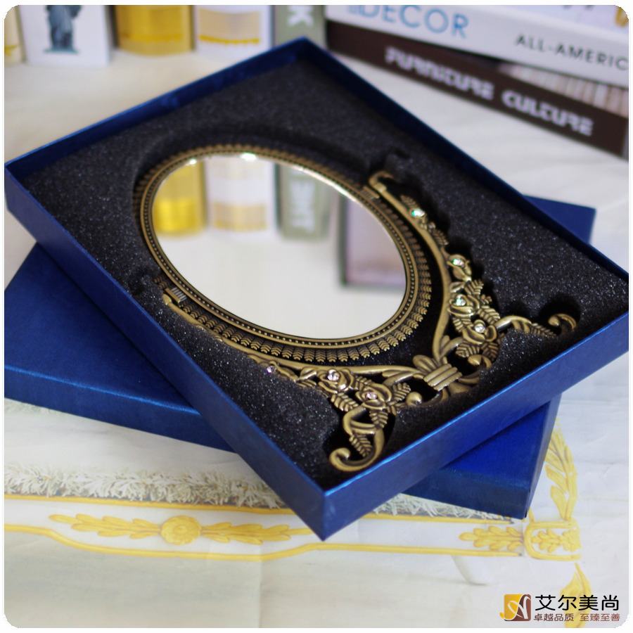 复古欧式镜子女化妆镜台式公主镜便携折叠小圆镜桌面梳妆镜台镜