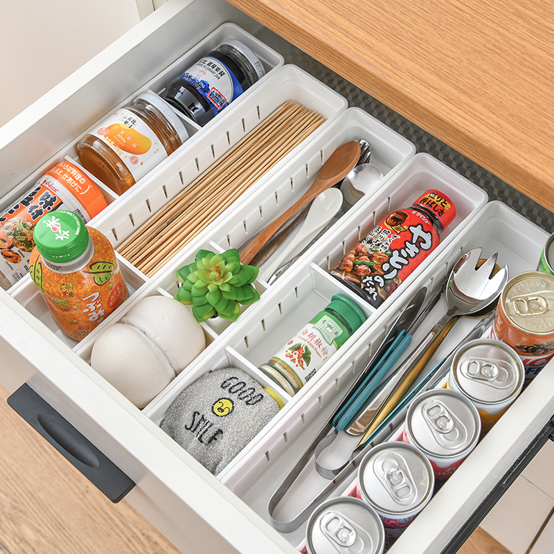 日本进口厨房抽屉分隔板收纳盒餐具筷分格整理盒橱柜分层收纳格