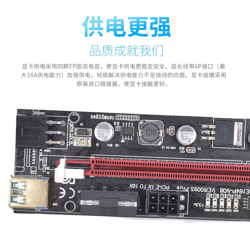 PCI-E X1转X16显卡延长线外接显卡pcie1X转16X延长转接线扩展卡
